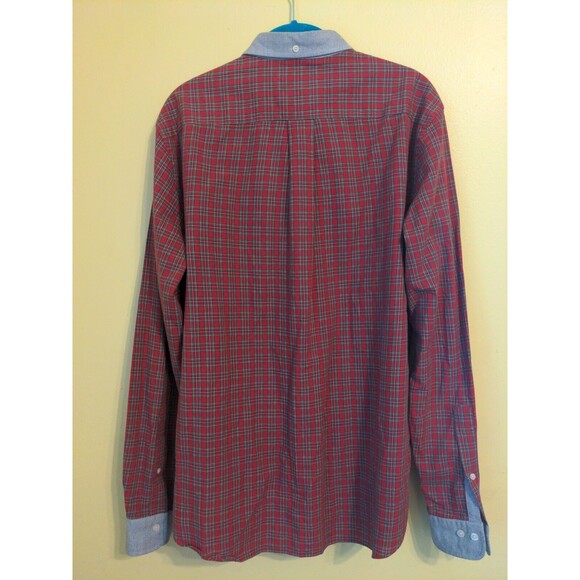 Brooks Brothers Long Sleeve Button Down Men's Shirt Red Plaid Gray Cuff Size L - Picture 8 of 9
